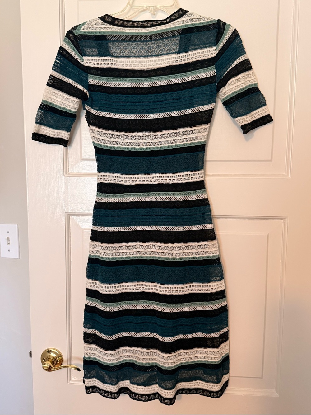 M by Missoni Teal, Black and White Striped Knit Dress